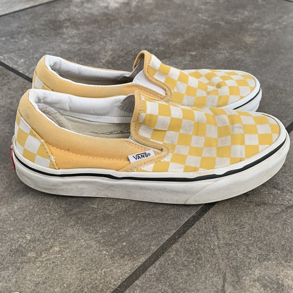 Yellow checkered slip on Vans Womens size 5.0 mens size 3.5 - Picture 2 of 5